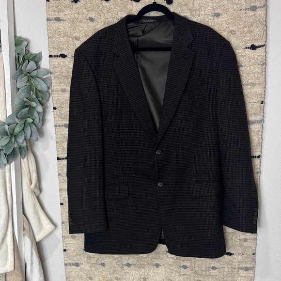 Jones New York Men’s brown houndstooth wool suit jacket blazer size 44L